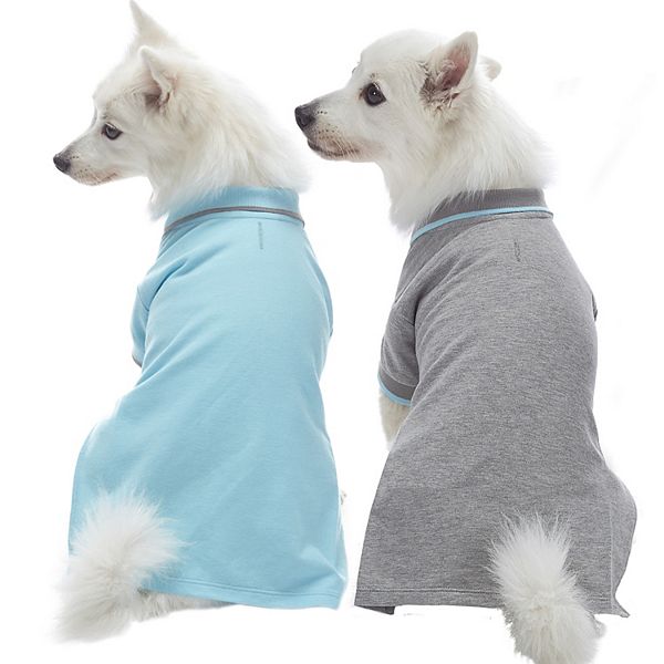 Blueberry Pet Back to Basic Dog Polos 2-Pack - Blue Light Gray (L/XL)