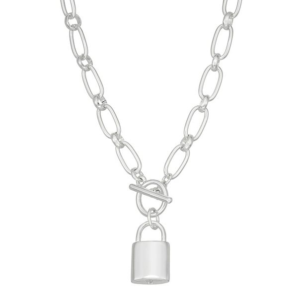 Van Lock Chain Necklace Punk Link Lockit Silver Padlock Pendant