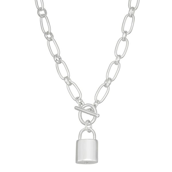 Northskull Two-Tone Padlock Necklace - Silver