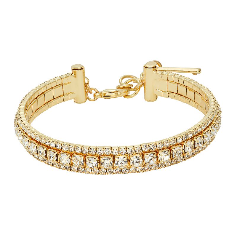 Nine West Thin Simulated Crystal Cuff Bracelet, Womens, Gold