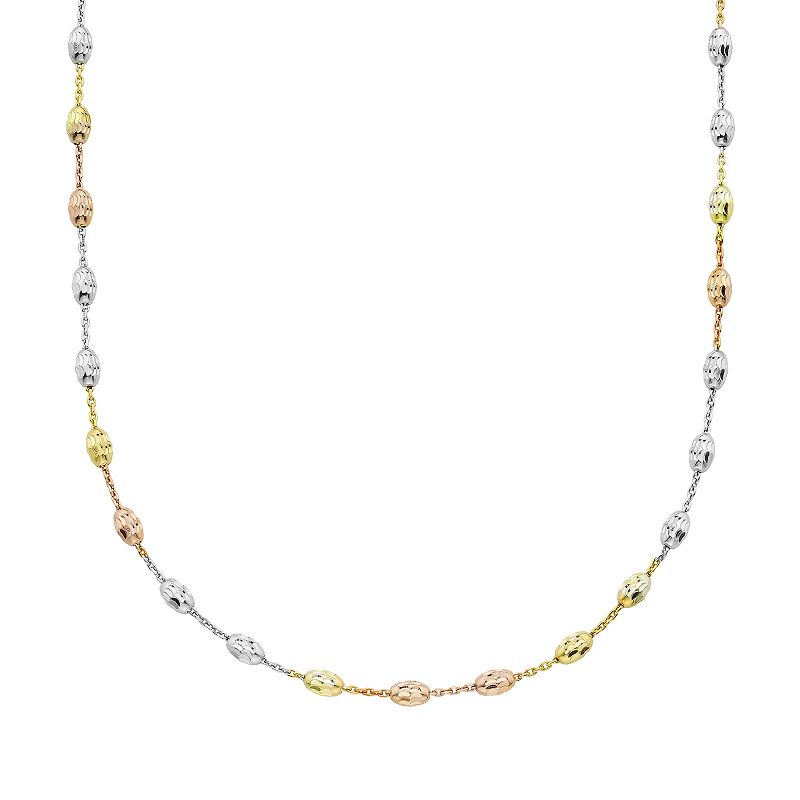 63331181 Tri-Tone Sterling Silver Moon Cut Chain Necklace,  sku 63331181