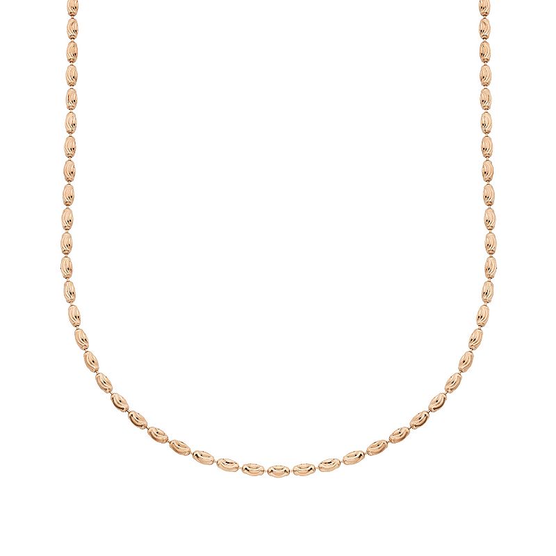 18k Rose Gold Over Silver Oval Chain Necklace, Womens, Size: 24, Pink