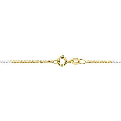 Tri-Tone Sterling Silver Box Chain Necklace