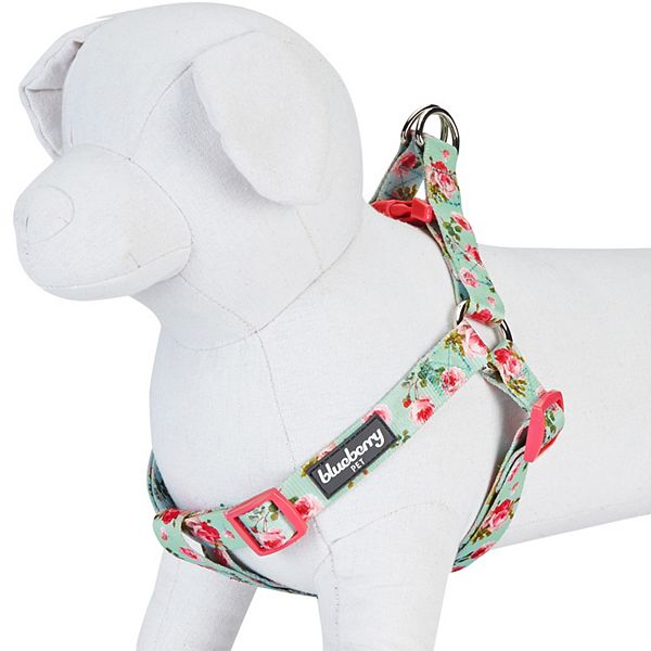 Blueberry Pet Floral Rose Dog Harness - Turquoise (MEDIUM)