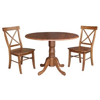 International Concepts 42 in Drop-Leaf Table & Crossback Chairs 3 pc Set