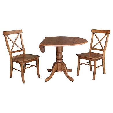 International Concepts 42-in. Drop-Leaf Table & Crossback Chairs 3-piece Set