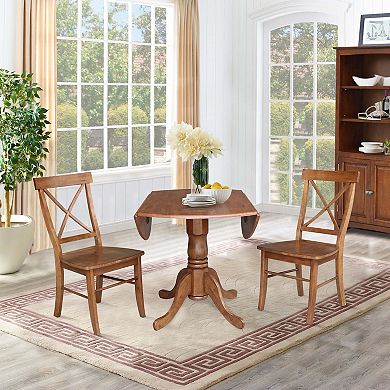 International Concepts 42-in. Drop-Leaf Table & Crossback Chairs 3-piece Set