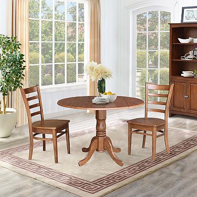 International Concepts 42-in. Solid Hardwood Drop-Leaf Table & Chairs 3-piece Set