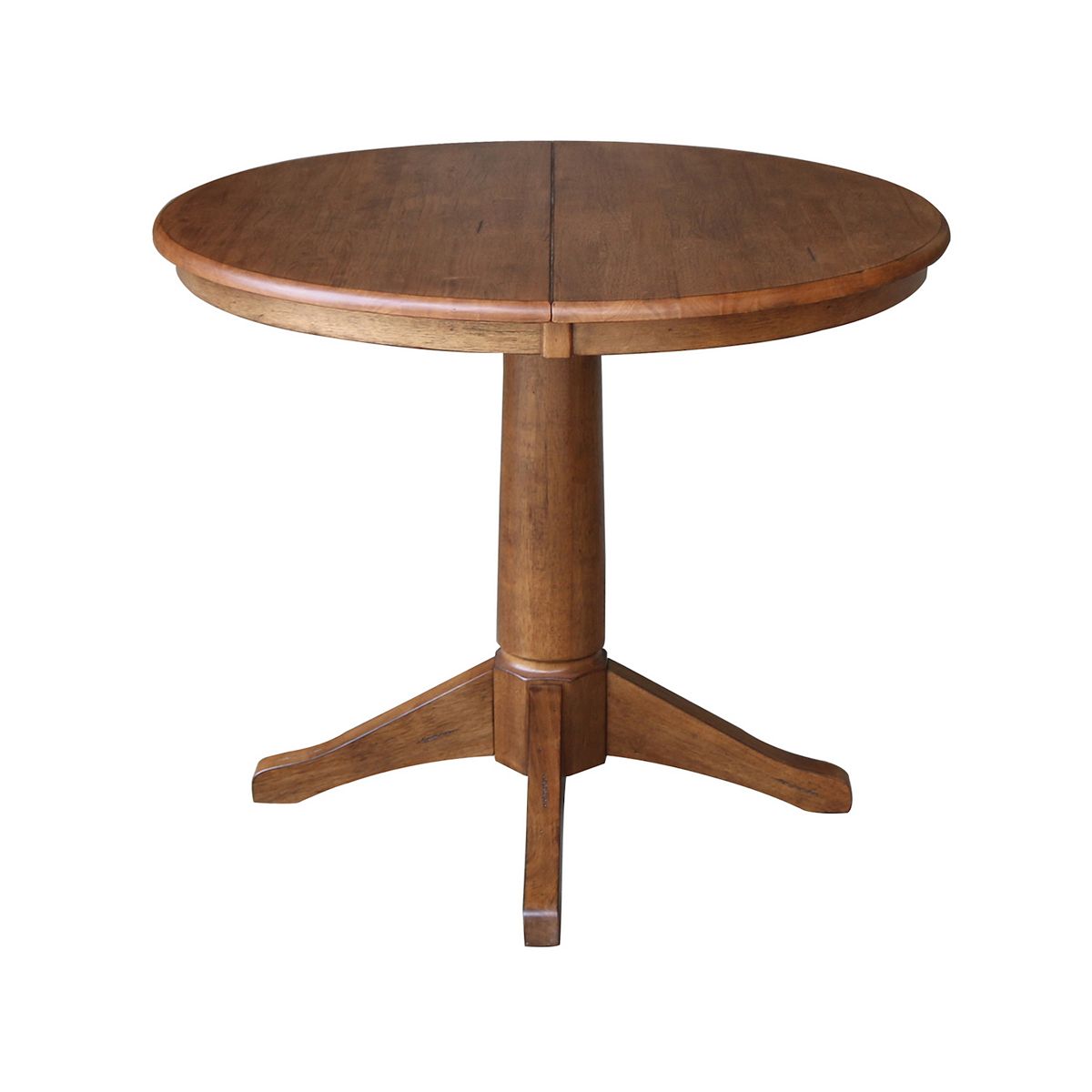 Round extension dining table top with seam