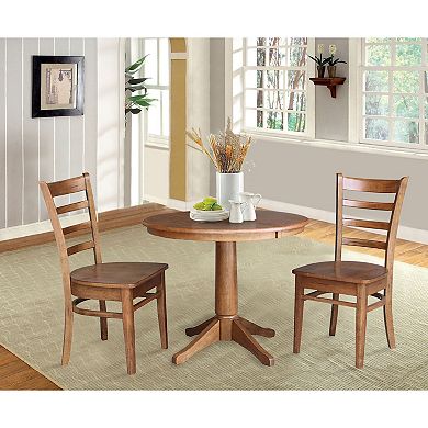 International Concepts 36-in. Round Extension Dining Table & Chairs 3-piece Set