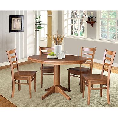 International Concepts 36-in. Round Extension Dining Table & Chairs 5-piece Set