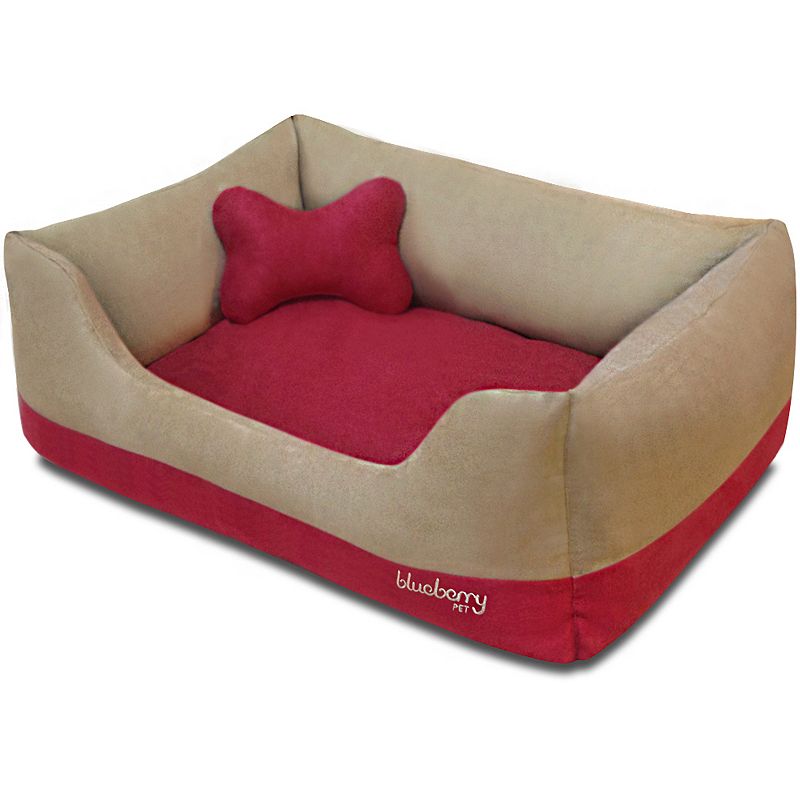 Blueberry Pet Heavy Duty Microsuede Dog Bed, Red, Small