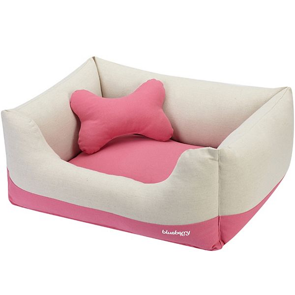 Blueberry Pet Heavy Duty Canvas Dog Bed - Baby Pink Beige (MEDIUM)