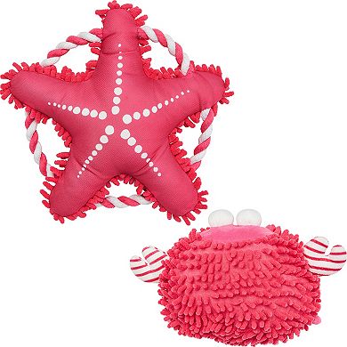 Blueberry Pet Squeaky Crab & Sea Star Dog Toy Set
