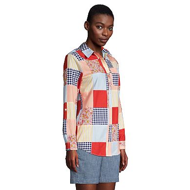 Women's Lands' End Print Poplin Boyfriend Tunic Shirt