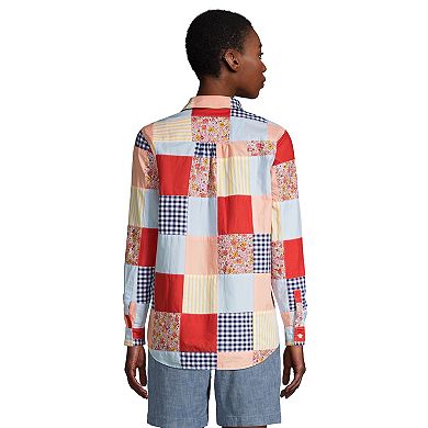 Women's Lands' End Print Poplin Boyfriend Tunic Shirt