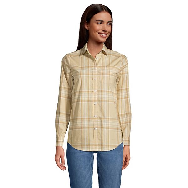 Women's Lands' End Print Poplin Boyfriend Tunic Shirt