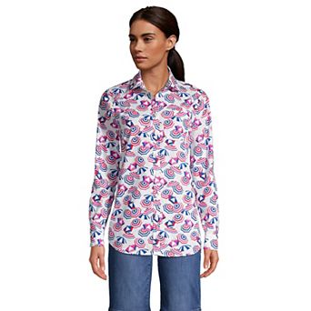Women's Lands' End Print Poplin Boyfriend Tunic Shirt