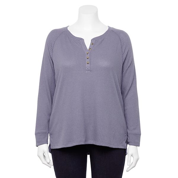 Plus Size Sonoma Goods For Life® Relaxed Henley Long Sleeve Top