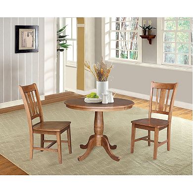 International Concepts 36-in. Round Extension Dining Table & Chairs 3-piece Set