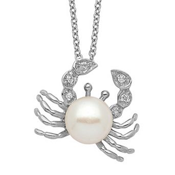 Sophie Miller Sterling Silver Cubic Zirconia & Freshwater Cultured Pearl Crab Necklace