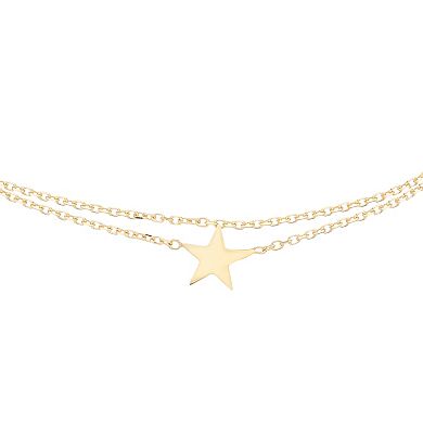 Au Naturale 14k Gold Double Strand Adjustable Star Station Anklet