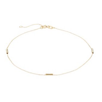 Au Naturale 14k Gold Adjustable Tube Station Anklet