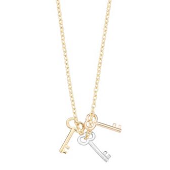 Au Naturale 14k Gold Tricolor Key Pendant Necklace