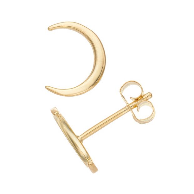 Gold crescent deals moon stud earrings