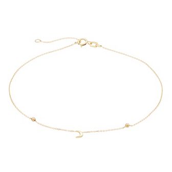 Au Naturale 14k Gold Crescent Moon Adjustable Anklet