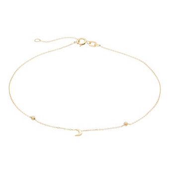 Au Naturale 14k Gold Crescent Moon Adjustable Anklet