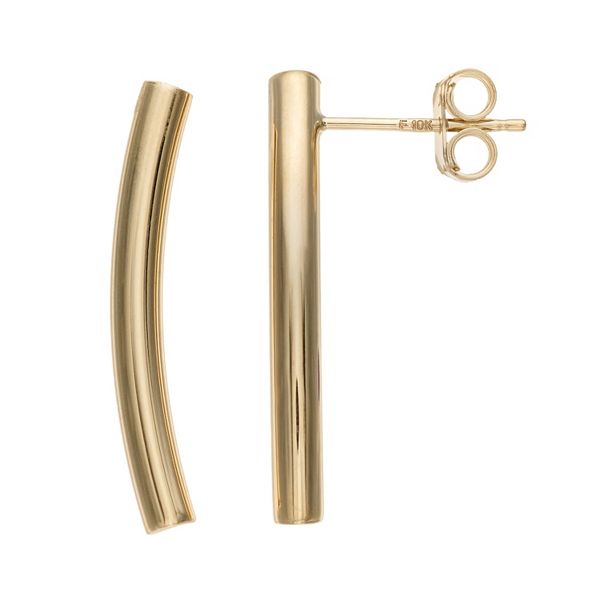Au Naturale 10k Gold Curved Bar Stud Earrings