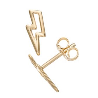 Au Naturale 14k Gold Lightning Bolt Stud Earrings