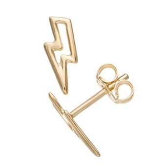 Au Naturale 14k Gold Lightning Bolt Stud Earrings