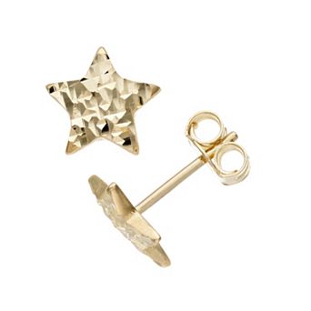 Au Naturale 14k Gold Textured Star Stud Earrings