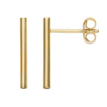 Au Naturale 14k Gold 15 mm Tube Stud Earrings