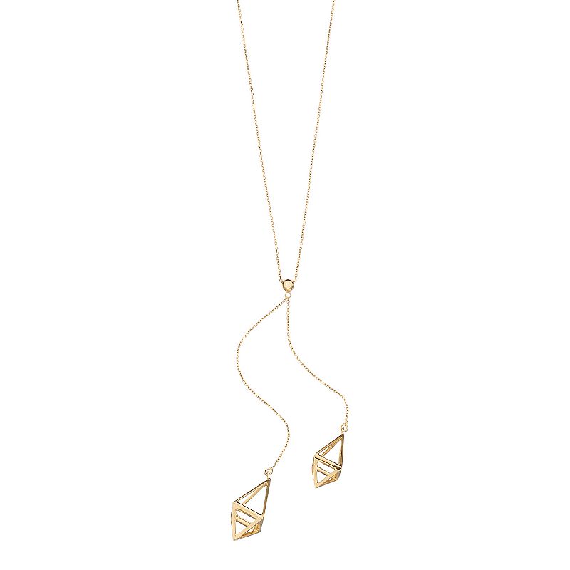 Au Naturale 14k Gold Adjustable 3D Cage Drop Necklace, Womens, Size: 17