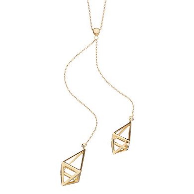 Au Naturale 14k Gold Adjustable 3D Cage Drop Necklace