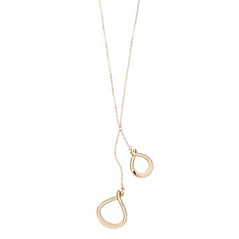 Au Naturale 14k Gold Adjustable Double Teardrop Twist Drop Necklace