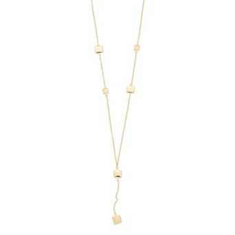 Au Naturale 14k Gold Squares Station Drop Necklace