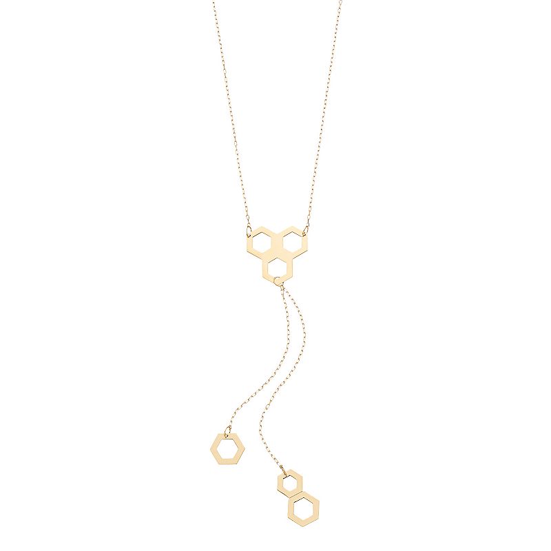 Au Naturale 14k Gold Adjustable Honeycomb Drop Necklace, Womens, Size: 17