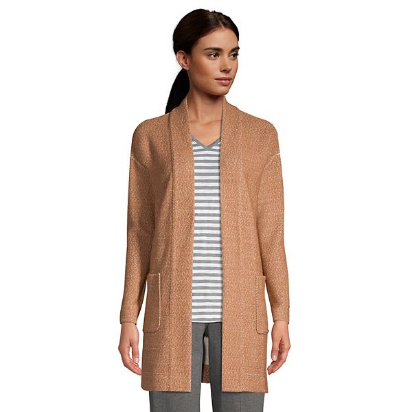 Women's Lands' End Textured French Terry Open-Front Cardigan