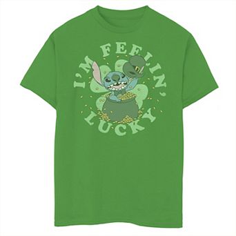 Disney's Lilo & Stitch Boys 8-20 St. Patty's I'm Feelin' Lucky Portrait Graphic Tee