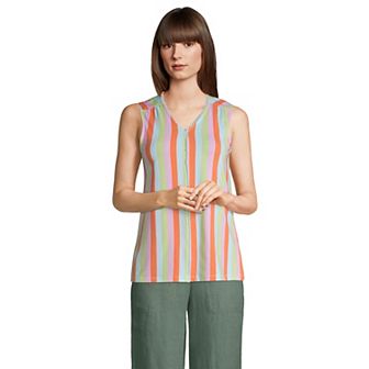 Women's Lands' End Pom-Pom V-Neck Tank Top