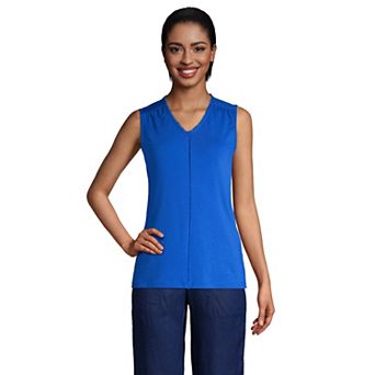 Women's Lands' End Pom-Pom V-Neck Tank Top