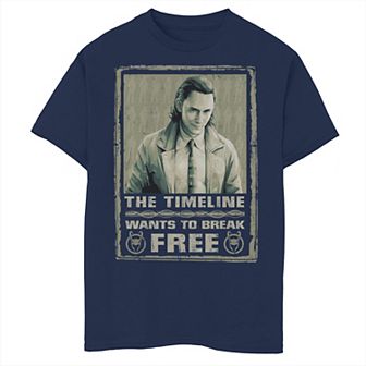 Boys 8-20 Marvel Studios Loki The Timeline Wants To Break Free Poster Graphic Tee