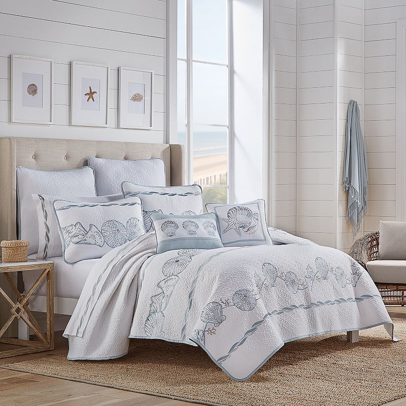 Royal Court Water Front Quilt Set with Shams, Blue, Twin