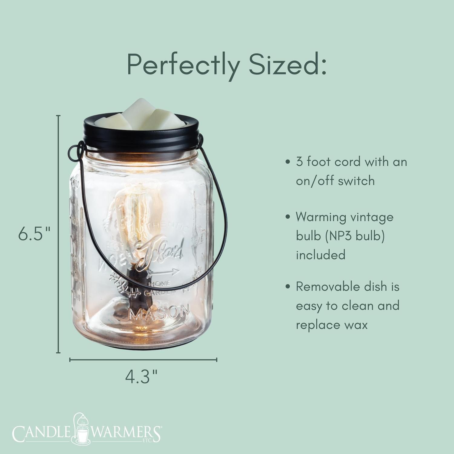 Candle Warmers Mason JAR Edison Bulb - Lampada elettrica in vetro