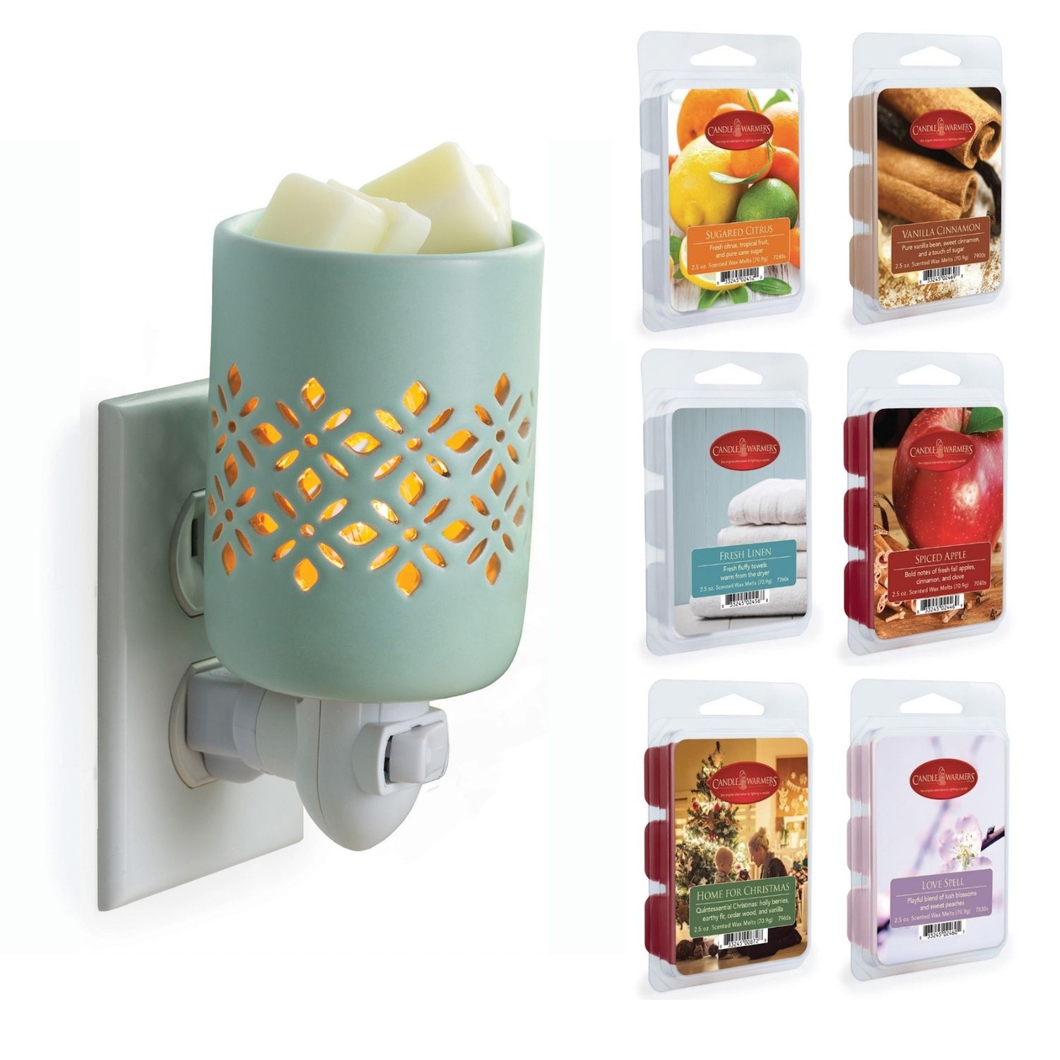 Deco Plug-In Fragrance Wax Melt Warmer, Set of 2 Includes 4 Wax Cubes - Pineapple