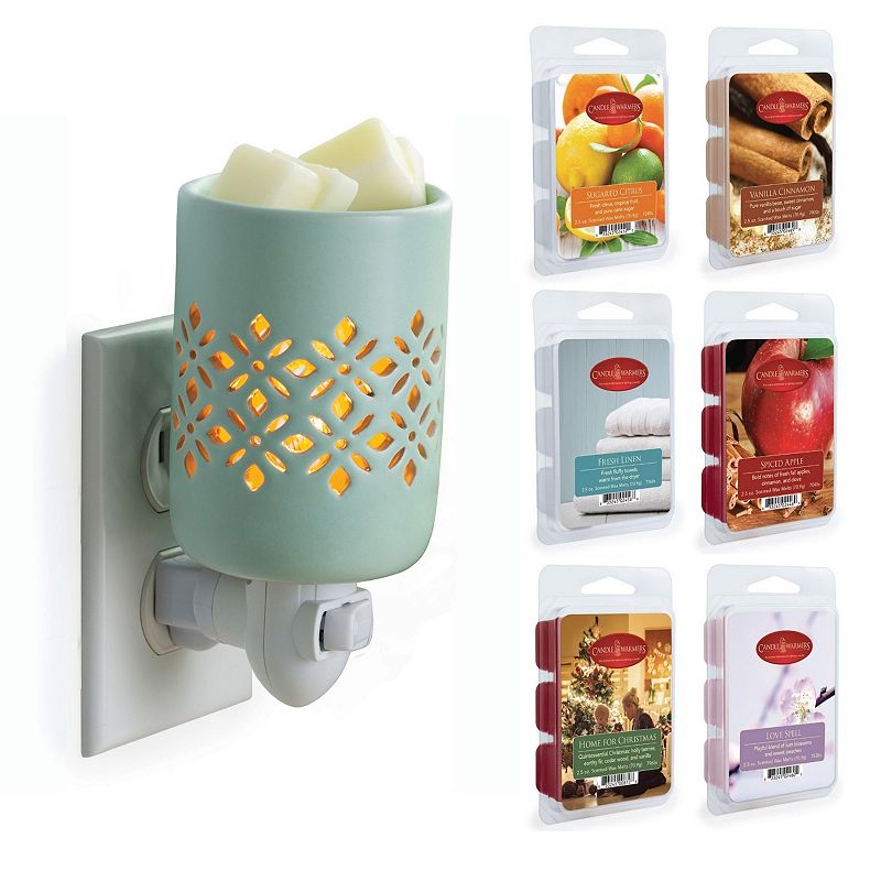 Candle Warmers Etc. Soft Mint Pluggable Bundle With 6 Wax Melts, Blue